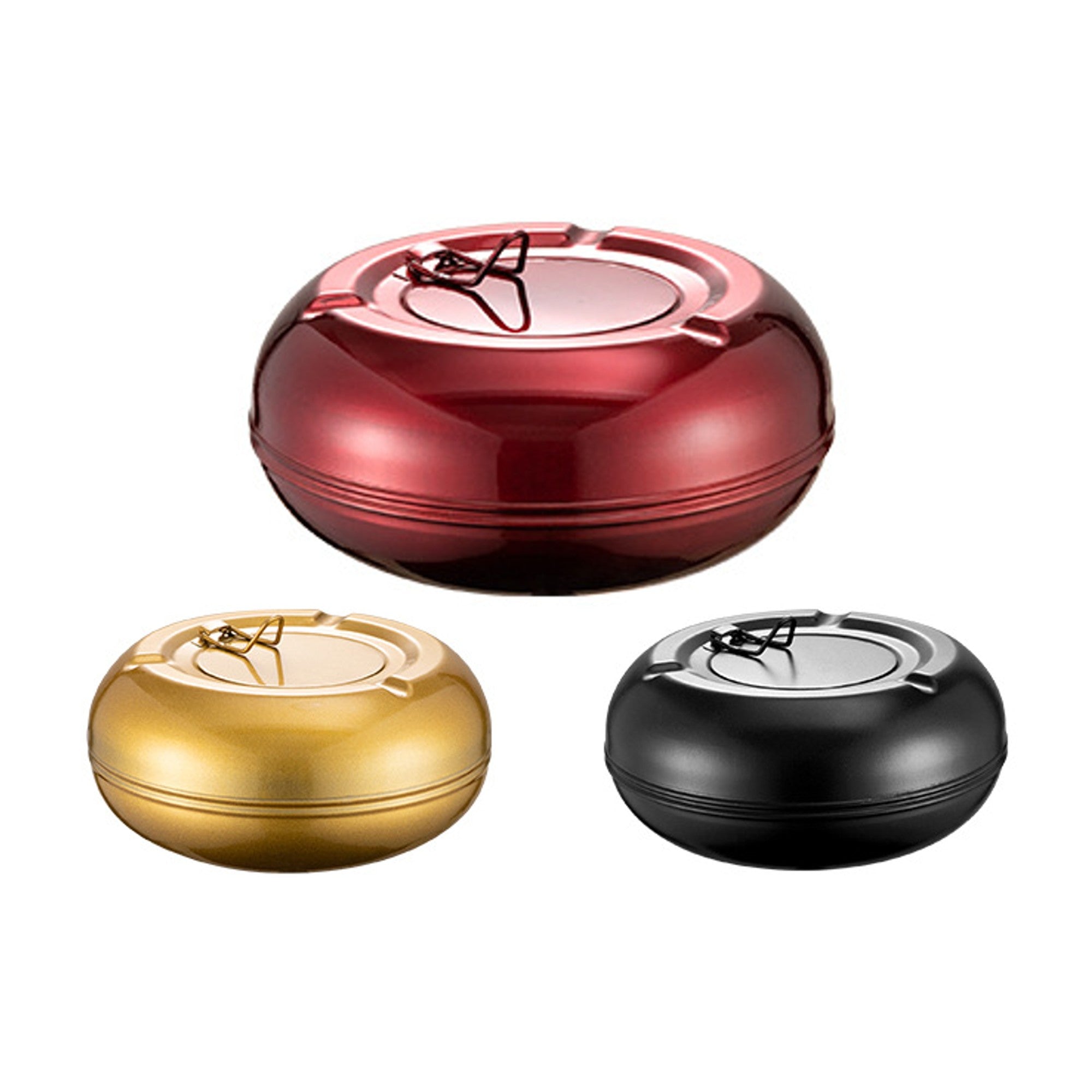 Metal Outdoor Ashtray with Lid Covered Smokeless Windproof