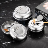 outdoor ashtray with lid cool cute metal ash tray stainless steel smokeless windproof lidded covered silver