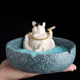 cute cool bossy pig ashtray ceramic largeceramic cute pig ashtray bossy smoking piggy ash tray cigarette sunglasses cool blue 