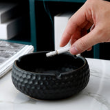 ceramic ashtray for outdoor windproof ash tray black white hammered surface