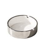 Ceramic Ashtray Minimalist White Silver 3.9-inch