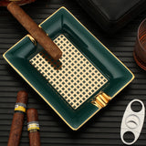 cigar ashtray ceramic cool classy ash tray rectangular minimalist teal green