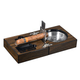 cigar travel set ashtray cutter punch walnut gift box
