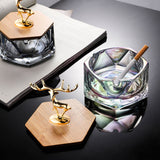 Cool Glass Ashtray with Lid Smokeless Covered Lidded Ash Tray Cute