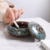 cool outdoor ashtray with lid cute ceramic ash tray smokeless covered lidded vintage windproof blue