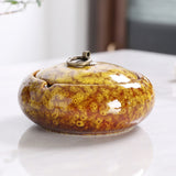 cool outdoor ashtray with lid cute ceramic ash tray smokeless covered lidded vintage windproof yellow