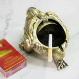 outdoor ashtray with lid for patio metal zinc alloy ash tray money toad lucky frog smokeless covered lidded decorative handmade home decor vintage retro