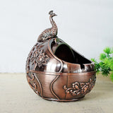 outdoor ashtray with lid for patio metal zinc alloy ash tray beautiful pride peacock smokeless covered lidded decorative handmade home decor vintage retro
