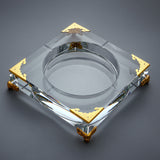 crystal glass ashtray large heavy outdoor ash tray classy luxury square transparent