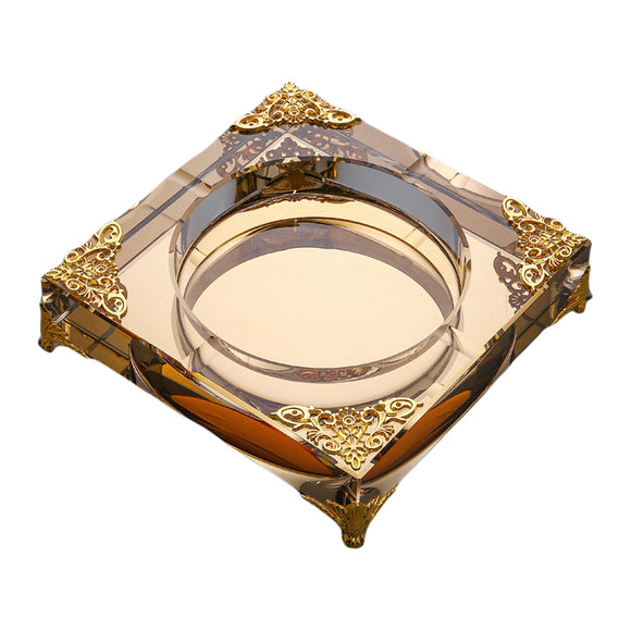 crystal glass ashtray large heavy outdoor ash tray classy luxury square gold
