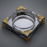 crystal glass ashtray large heavy outdoor ash tray classy luxury square black