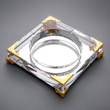 crystal glass ashtray large heavy outdoor ash tray classy luxury square silver