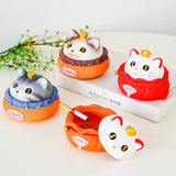 Cute Cat Ashtray with Lid Cool Resin Covered Outdoor Ash Tray Lucky Fortune Maneki Neko Windproof Smokeless Modern Contemporary
