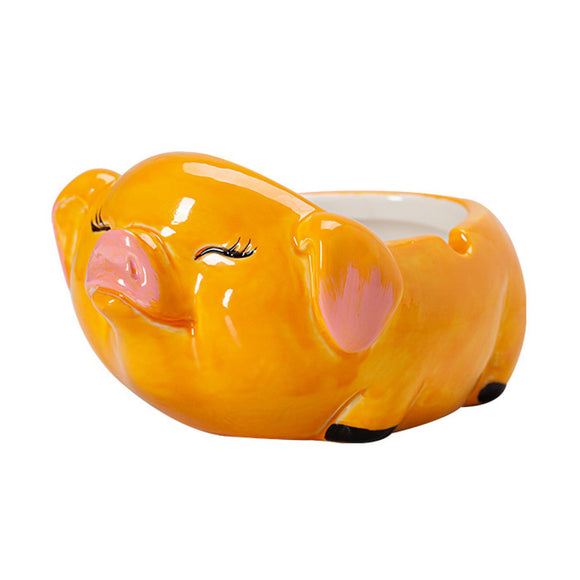 outdoor ashtray cool cute ceramic pig ashtray yellow pink white red ash tray windproof handmade home decor decorative piggy piglet abundance pottery porcelain