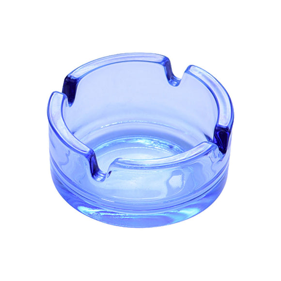 Glass Ashtray Minimalist Round Portable Blue Mini Small