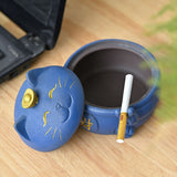 smokeless ashtray outdoor ash tray with lid lucky cat ceramic