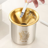 Car Ashtray with Lid Stainless Steel Windproof Smokeless Covered Lidded Metal