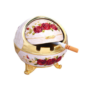 metal ashtray with lid cool cute vintage ash tray elegant rose windproof covered lidded smokeless classy