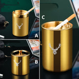 metal outdoor car ashtray with lid stainless steel ash tray windproof gold