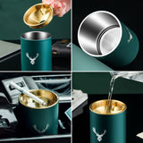 metal outdoor car ashtray with lid stainless steel ash tray windproof green