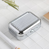 Mini Ashtray Fits in Pocket Metal Stainless Steel Portable Covered Smokeless white