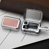 Mini Ashtray Fits in Pocket Metal Stainless Steel Portable Covered Smokeless red