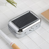 Mini Ashtray Fits in Pocket Metal Stainless Steel Portable Covered Smokeless black