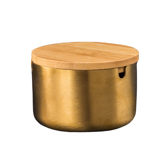 Cute Minimalist Stainless Steel Outdoor Ashtray with Lid Gold