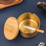Cute Minimalist Stainless Steel Outdoor Ashtray with Lid Gold