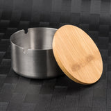 Cute Minimalist Stainless Steel Outdoor Ashtray with Lid Silver