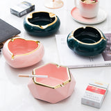 outdoor ashtray nordic ceramic ash tray gold rim minimalist pink green round heart hexagon decorative home decor