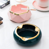 outdoor ashtray nordic ceramic ash tray gold rim minimalist pink green round heart hexagon decorative home decor
