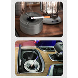 Internal structure of outdoor ashtray with rotatable lid showing stainless steel interior