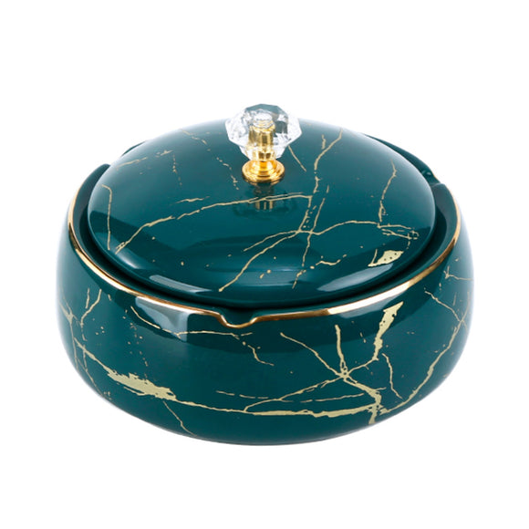 Outdoor Ashtray for Patio with Lid and Gold Patterns (3 sizes)