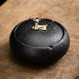 outdoor ashtray with lid cool cute ceramic ash tray gold deer elk vintage smokeless covered lidded smokeless windproof black