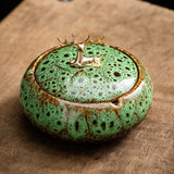 outdoor ashtray with lid cool cute ceramic ash tray gold deer elk vintage smokeless covered lidded smokeless windproof green