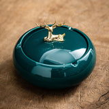 outdoor ashtray with lid cool cute ceramic ash tray gold deer elk vintage smokeless covered lidded smokeless windproof green