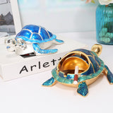 Cute Turtle Ashtray with Lid cool metal outdoor ash tray zinc alloy smokeless vintage marine colorful nonfragile sturdy windproof covered lidded