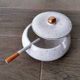 outdoor ashtray with lid covered ash tray ceramic green white windproof