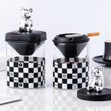 outdoor ashtray with lid cute cool covered glass ash tray silver bear melamine windproof covered lidded smokeless handmade modern contemporary home decor chess funnel