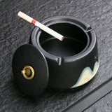 outdoor ashtray with lid cute cool japanese ceramic ash tray windproof covered lidded vintage smokeless handmade