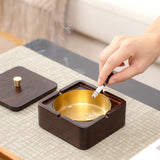 outdoor ashtray with lid cute cool rustic wood wooden ash tray covered windproof lidded smokeless square dark home decor elegant tray contemporary modern