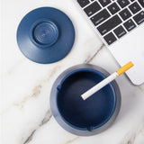 outdoor ashtray with lid for patio cute covered ceramic ash tray smokeless lidded windproof blue 