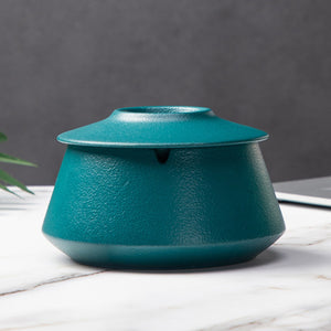 outdoor ashtray with lid for patio cute covered ceramic ash tray smokeless lidded windproof blue green black