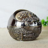 outdoor ashtray with lid vintage metal ash tray zinc alloy pine tree plant smokeless windproof covered lidded yellow mountain welcome guest fortune lucky