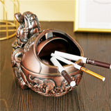 vintage outdoor ashtray with lid metal ash tray smokeless elephant zinc alloy