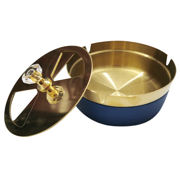 outdoor ashtray with lid metal ash tray stainless steel smokeless blue gold