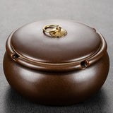 outdoor ashtray with lid retro cool ceramic ash tray vintage windproof covered lidded smokeless dark color