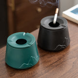 outdoor ashtray with lid vintage ceramic ash tray mountain coarse pottery windproof black green