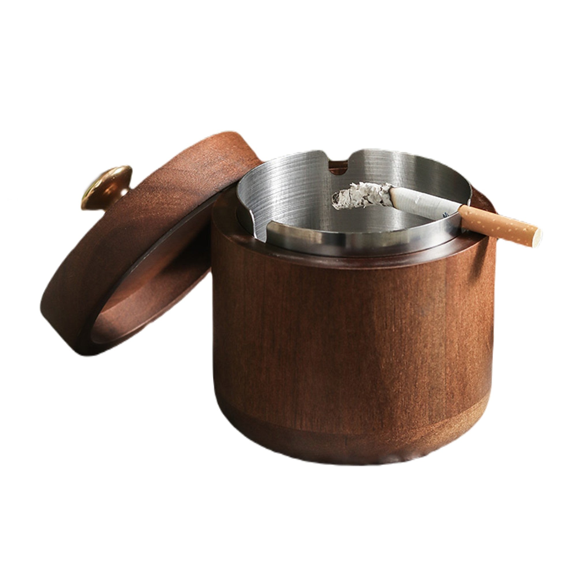 Wooden Ashtray with Lid Metal Inner Tray – Ashtray Planet